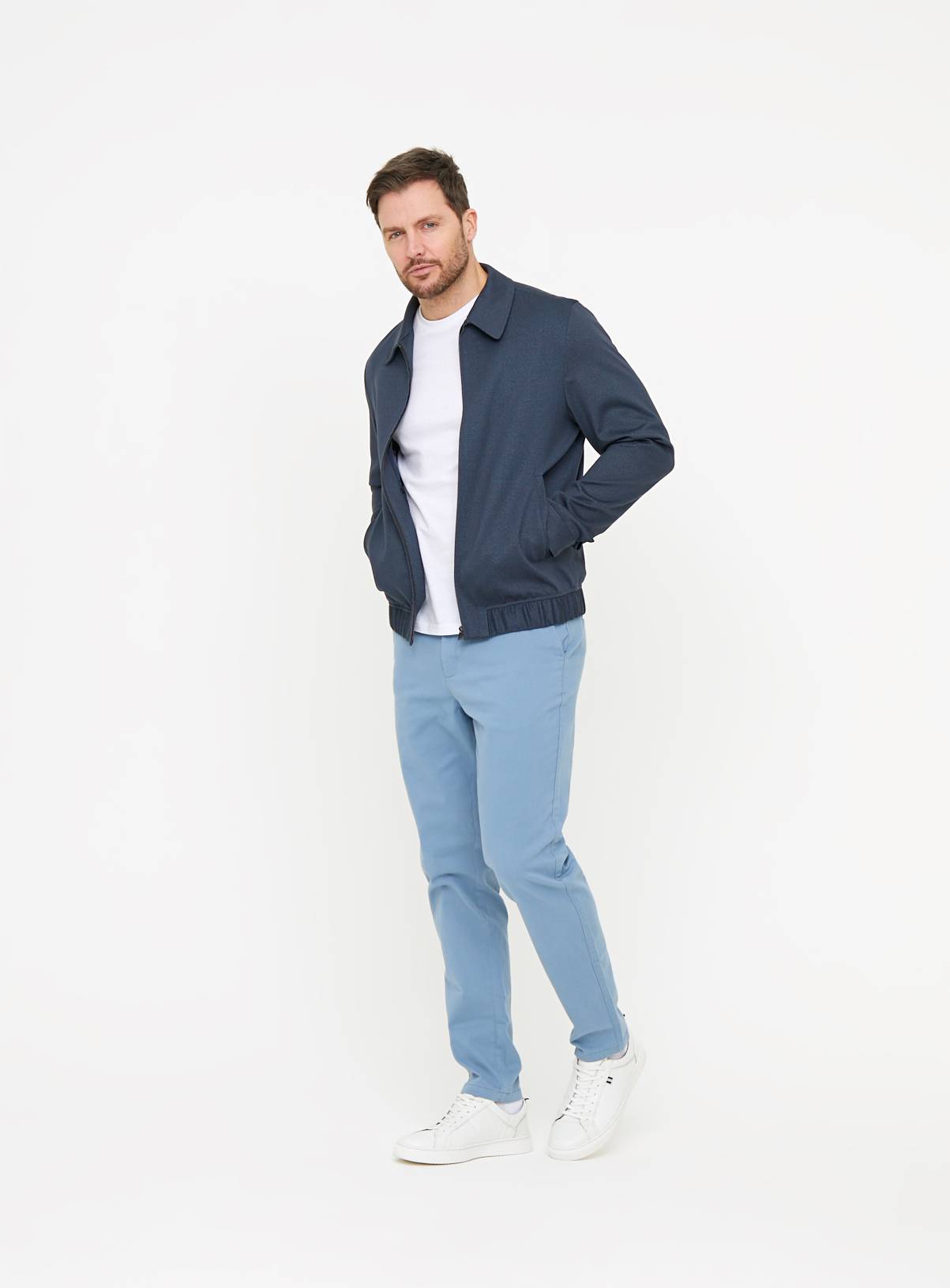 Light Blue Skinny Fit Chino Trousers  44L - Image 2